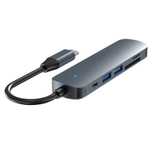 USB-3.0-Splitter mit Typ-C-Anschluss, 6-in-1-Funktion, PD-Ladefunktion (100 W) und 4K-Multifunktions-Extender