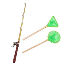 4Sets Desktop Mini Fishing Pole Toy Durable Wood Nylon Aluminum Alloy