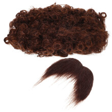 5Sets Braunes Afro Kostüm Perücke Und Bart Set, Zubehör