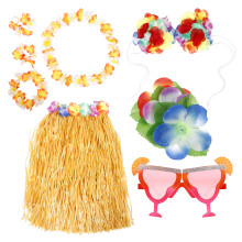 2Sets Hula Party Bunt, Hawaii , Strohröcke & Sonnenbrillen