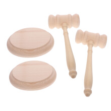 2Ensembles Maillets En Bois Beige Vintage Avec Base Pour Affichage