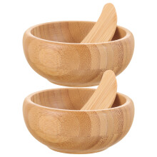 4Pcs Lightweight Bamboo Facial Bowls and Spatulas for Home Skin Care