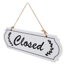 3Pcs Double-Sided White Wooden Open Signs for Restaurants and Stores