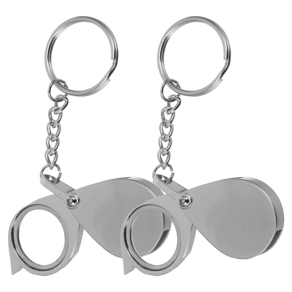 Villcase Silver 10Pcs Glass Magnifier With Key Ring For Portable Reading