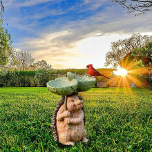 Resin Sculpture Bird Feeders, Carved Resin Bird Bath,Outdoor Home Crafts Resin Yard Lawn Decorations Decor Sculpture C
