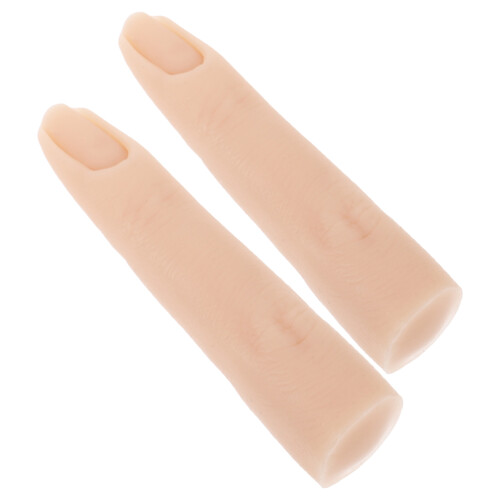 8Pcs Reusable Silicone Nail Finger Practice Model Beige Hand Trainer