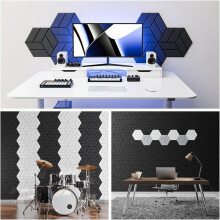 22Pcs Self-Adhesive Acoustic Panels,12x10x0.4in Hexagonal Soundproof Wall Panels, Sound Panels for Home Studio Office C