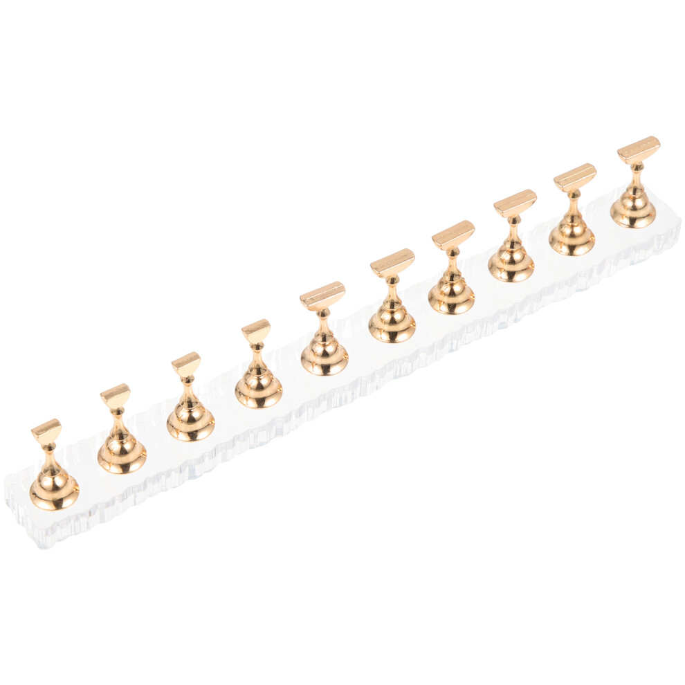 Solustre Golden 2Sets Stylish Nail Stands Decorative Holders For Home Manicure