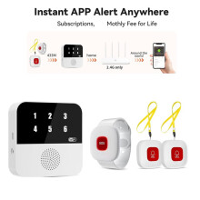 WLAN-Pager für Pflegekräfte, Intelligentes Rufsystem, Anruferanzeige + Armband + 2 Ruftasten, Notfallalarmtaste für Ältere Menschen