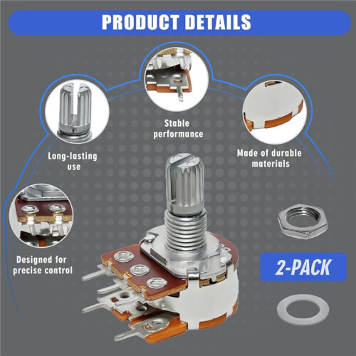 2-Pack B20K Control Board Speed Knob with Washer and Nut, Replacement Parts Compatible,Replacement Accessories 2