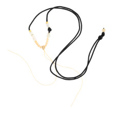 2Pcs Black Knotted Necklace Cord with Faux Pearls for Pendant Crafting