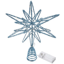 2Pcs Blue LED Star Tree Topper Iron Wire Holiday Tree Decoration