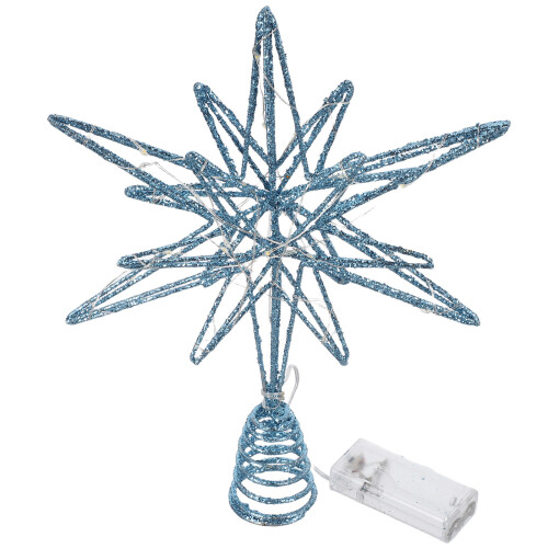 2Pcs Blue LED Star Tree Topper Iron Wire Holiday Tree Decoration