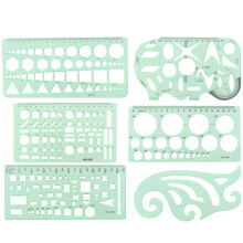 33Pcs Green Plastic Curve and Geometric Ruler Set for Indoor Designing