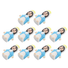 40Pcs Blue PVC Mini Plastic Maria Figurines for Cake and Desktop Decor