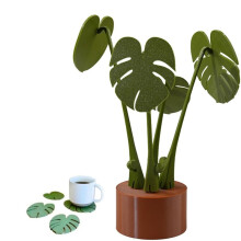 Monstera Plant Coasters Set 3D Printed, Waterproof&Anti-Scald Plant Coaster, Funny 3D Printed Coasters Magnetically