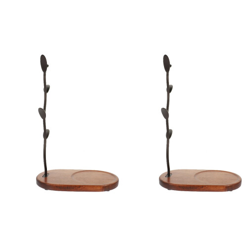 2Pcs Multi-Color Mug Bracket Iron Wood Cup Holder for Bathroom 1