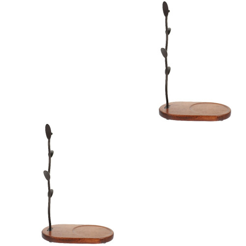 2Pcs Multi-Color Mug Bracket Iron Wood Cup Holder for Bathroom 2