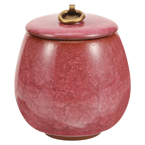 4Pcs Compact Ceramic Pet Urns Dark Red Small Dog Cat Ashes Storage Urn