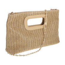2Pcs Beige Spacious Chain Shoulder Bags Unique Woven Crossbody Purse