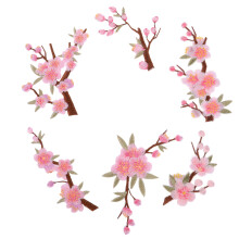 12Pcs Pink Floral Iron on Patches Sew on Embroidery Fabric Stickers