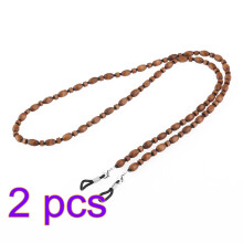 2Pcs Delicate Multi Wood Bead Chain Eyeglass Holder for Glasses