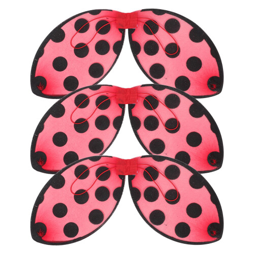 3Pcs Kids Red Mesh Ladybug Wings Adjustable Birthday Party Accessory