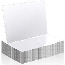 20 Pack Rectangle Cake Board Disposable Cardboard Cake Bases, 25 X 34cm Gold Foil Quarter Cake Sheet for Baking White