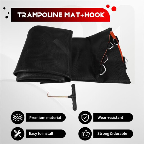 Trampoline Mat, for 8 Ft Frame, with 48 V-Rings, Trampoline Replacement Mat, Reinforce, UV-Resistant, with Spring Hook 1