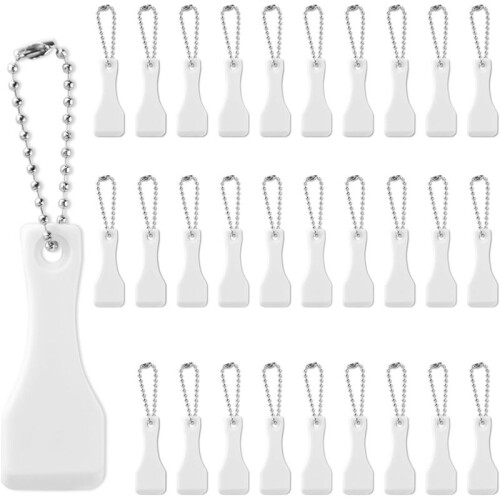 30Pcs White Plastic Scratch Ticket Scratcher Tool Card Scraper Scratch Off Tool Keyring Ticket Scratcher for Label,Film