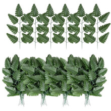 Artificial Leaf Fern - Artificial Fern Leaves Stem Faux Greenery Plant for Cemetery Grave Headstone Wedding 100Pcs