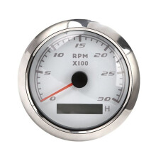 85mm Marine Tachometer LCD Hour Meter 0-3000 RPM Speedometer 12V / 24V with Red Backlight Odometer