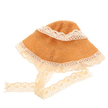 5Pcs Beige Kids Straw Hats for Girls Breathable Sun Protection Summer