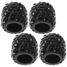 12Pcs Easy Install Black Plastic Car Tire Caps Sparkling Crystal Decor