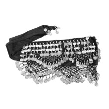 5Pcs Soft Velvet Belly Dance Hip Belt Scarf with Shiny Sequins Coins