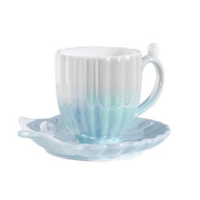 Caneca de Café de Cerâmica com Pires, Xícara de Concha de Pérola, Canecas de Café Fofas para Escritório e Casa, para Chá, Leite com Leite A