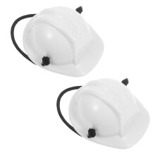 6Pcs Tiny White Adjustable Hard Hats for Pets Dollhouse Decor