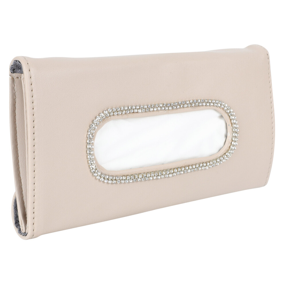 2Pcs Car Visor Tissue Case Convenient Mounted Holder Beige 3653341254112