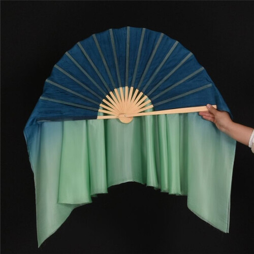 1 Pair Adults Classical Dance Fan   Real Silk Dancer Performance Props Flowy Hand Dye Foldable Dance Fan 1