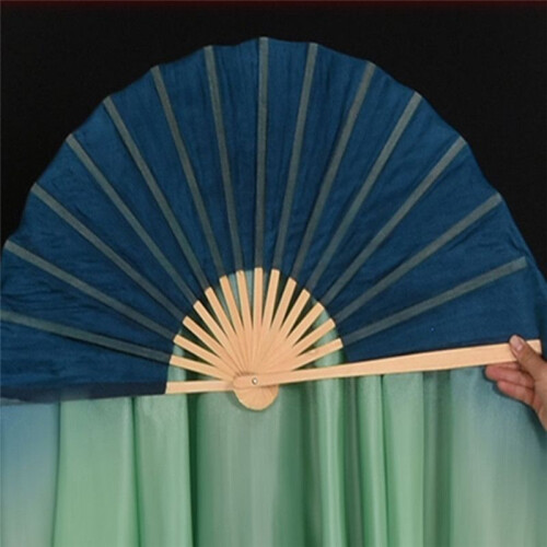 1 Pair Adults Classical Dance Fan   Real Silk Dancer Performance Props Flowy Hand Dye Foldable Dance Fan 2