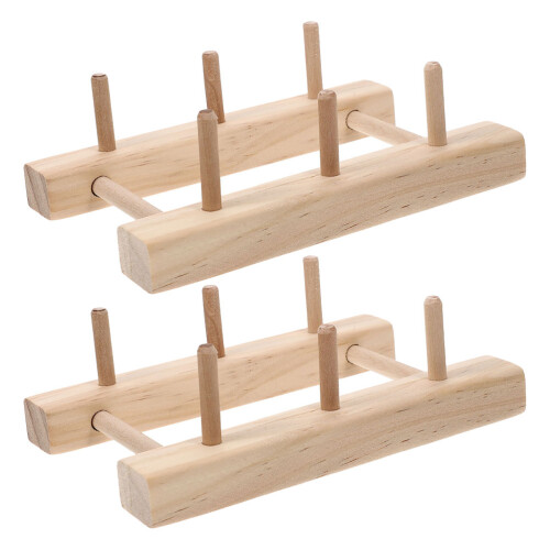 10Pcs Khaki Wooden Thread Rack Organizer for Sewing and Knitting Tools
