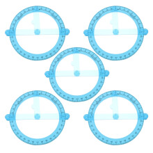 15Pcs Blue Plastic Circular Protractors with Swing Arm for Students