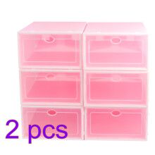 Pink Transparent Shoes Storage Boxes Stackable Shoe Racks
