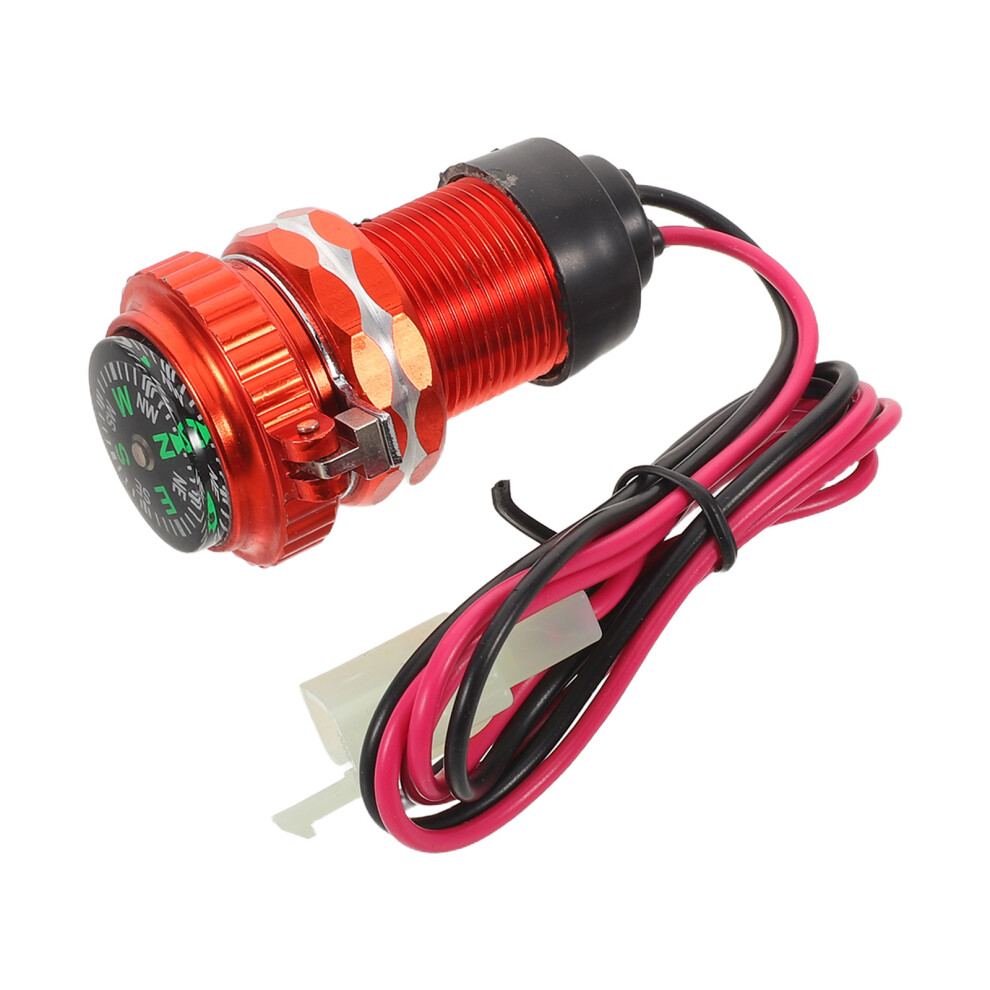 2Pcs Motorcycle Usb Charger Socket Waterproof With Compass Alloy Build 3653341263039