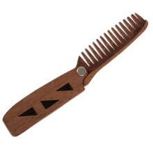 2Pcs Portable Wooden Beard and Mustache Combs Wide Tooth with PU Case