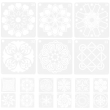 72Pcs Reusable White Mandala Stencils Pet for DIY Wall and Craft Art