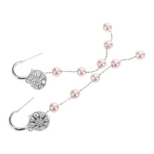 2Pairs Lightweight Silver Pearl Earrings French Design Studs for Party