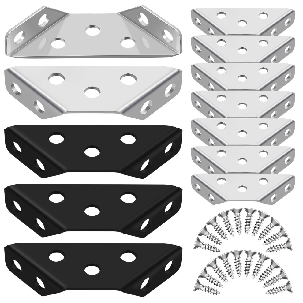 60Pcs Metal Corner Brackets For Furniture Shelves Cabinets Multi Color 3653302068062