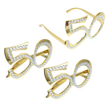 6Pcs Golden Plastic Birthday Party Glasses for Decor and Photo Booth