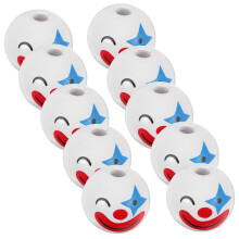 30Pcs Multi Painted Wood Beads Clown Face DIY Bracelet Necklace Craft